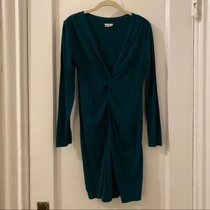 Teal twist long sleeve dress